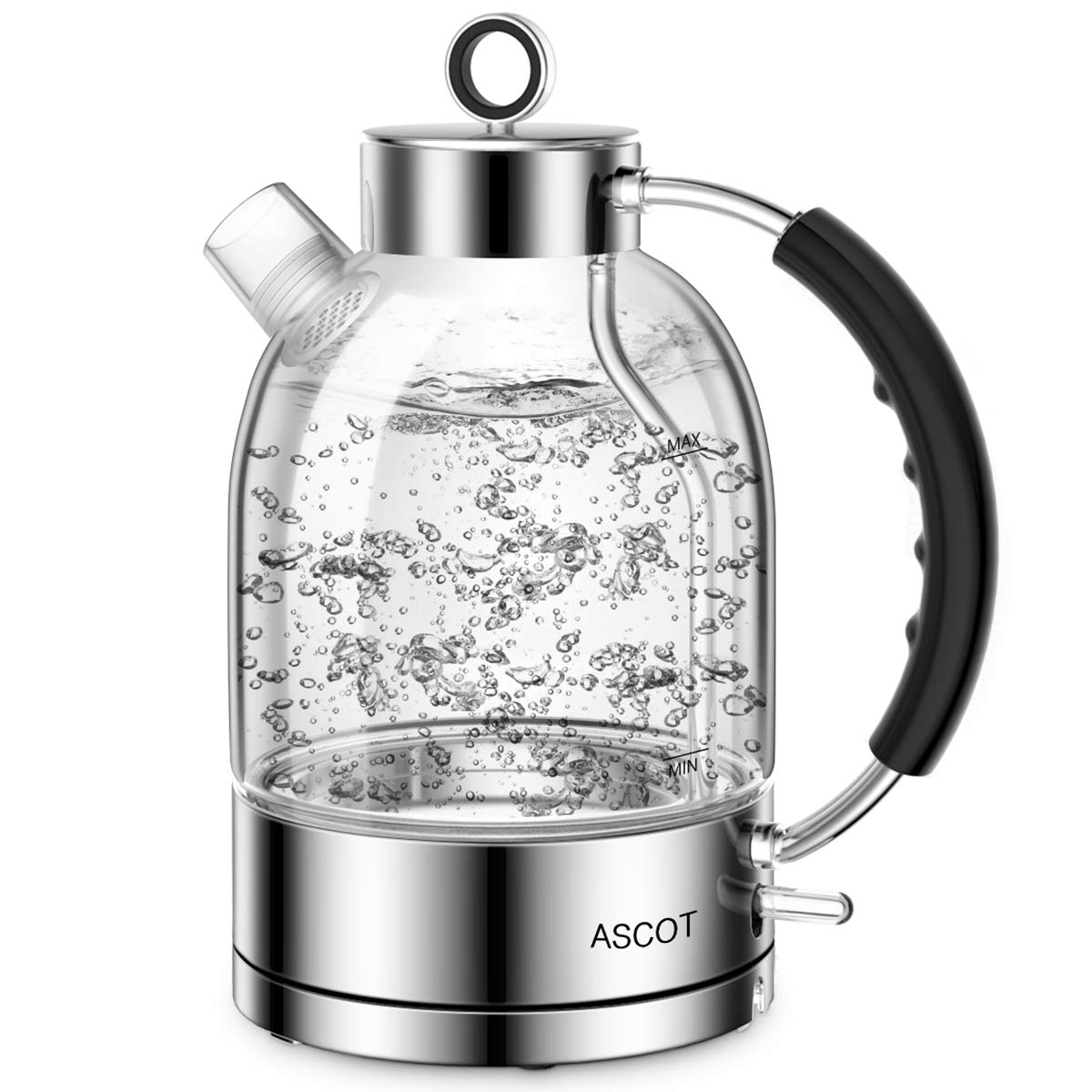 ASCOT Electric Kettle Glass Tea Kettle,1.5L(K2-Silver)