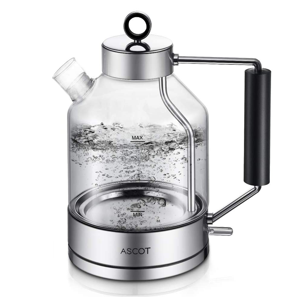 ASCOT Electric Kettle Glass Tea Kettle,1.6L(K6-Silver)