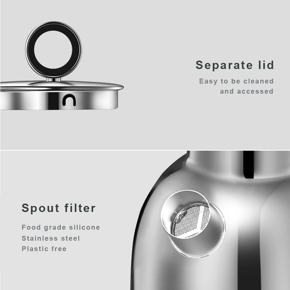 ASCOT Electric Kettle Stainless Steel Tea Kettle,1.6L(K1-Silver)