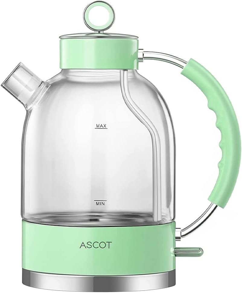 ASCOT Electric Kettle Glass Tea Kettle,1.5L(K2-Green)