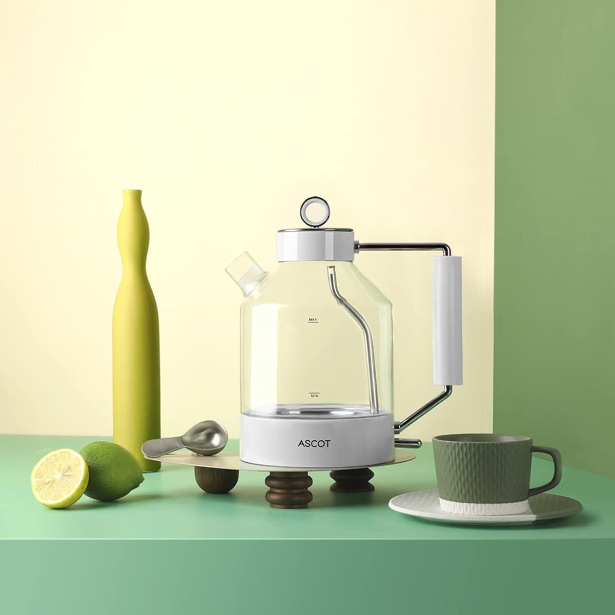 ASCOT Electric Kettle Glass Tea Kettle,1.6L(K6-White)