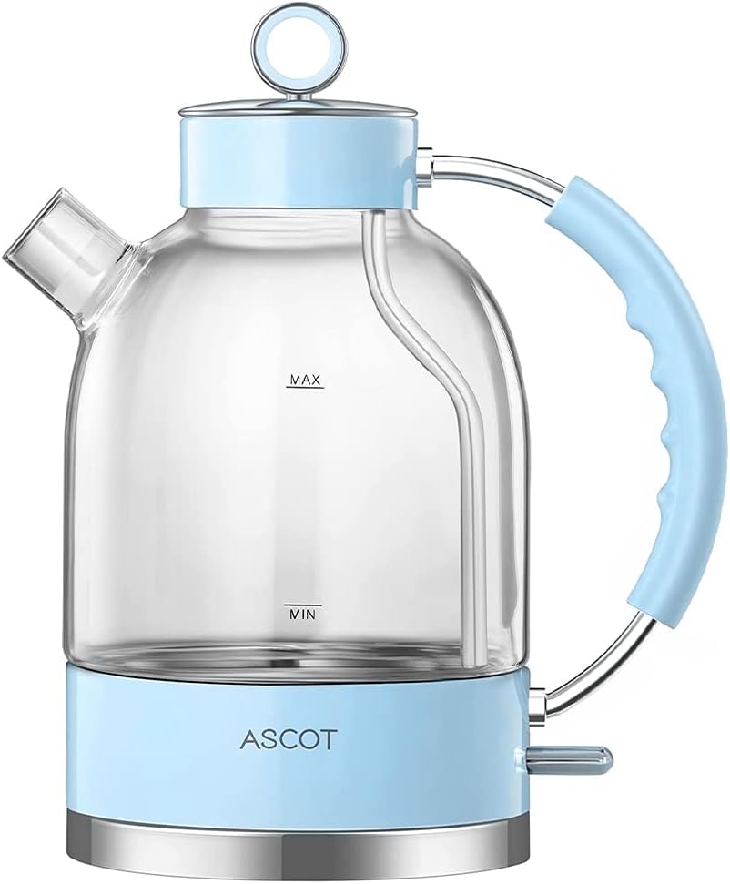 ASCOT Electric Kettle Glass Tea Kettle,1.5L(K2-Blue)