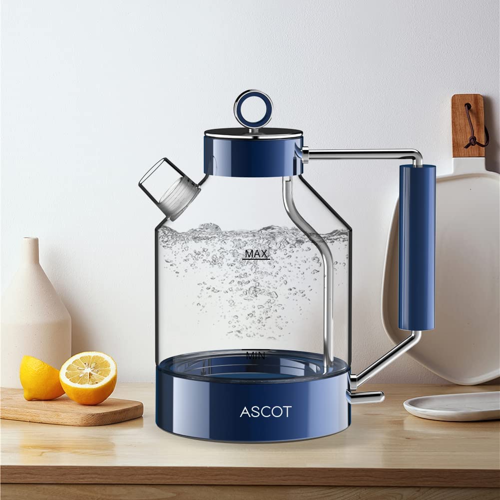 ASCOT Electric Kettle Glass Tea Kettle,1.6L(K6-Classic Blue)