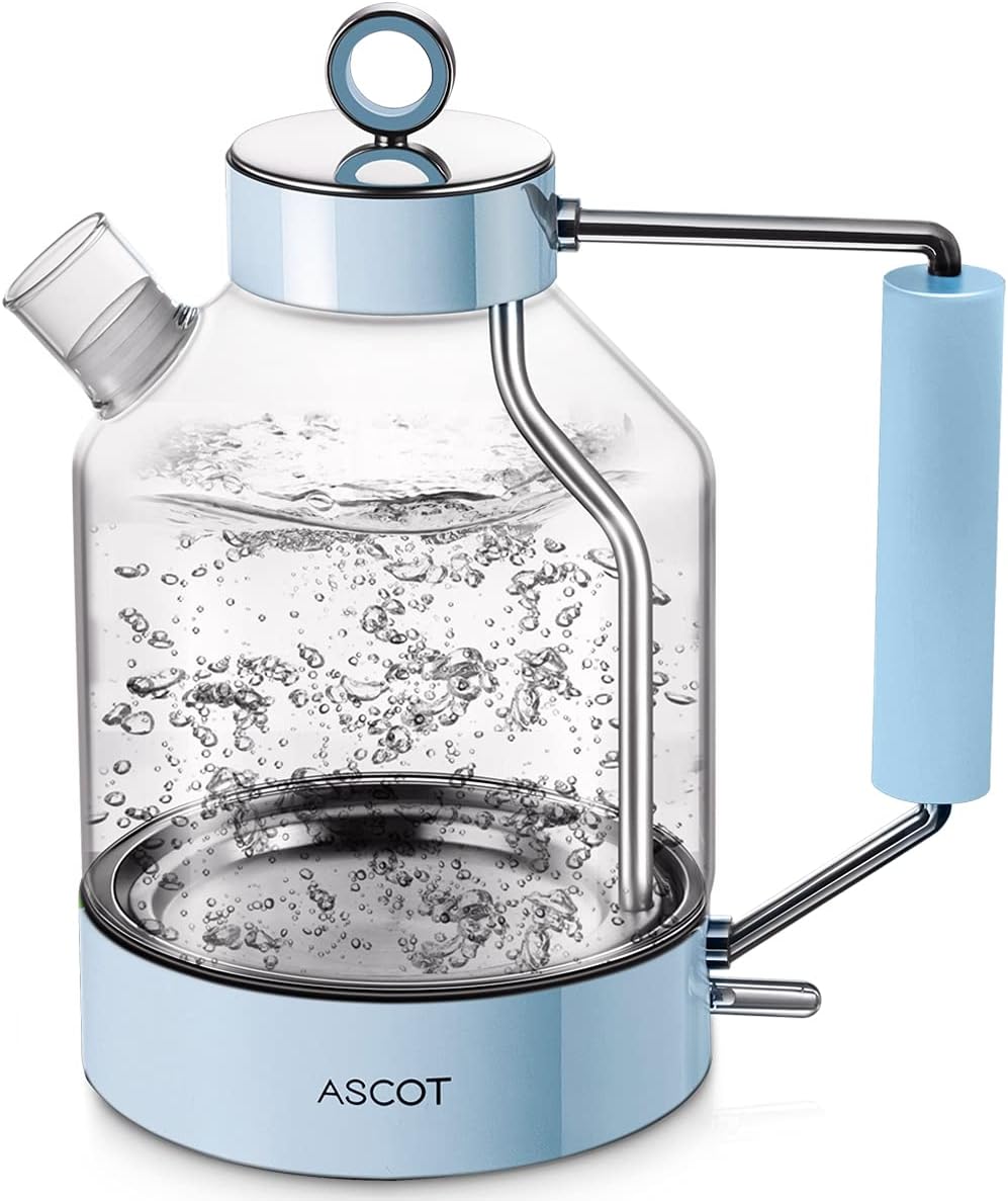 ASCOT Electric Kettle Glass Tea Kettle,1.6L(K6-Blue)