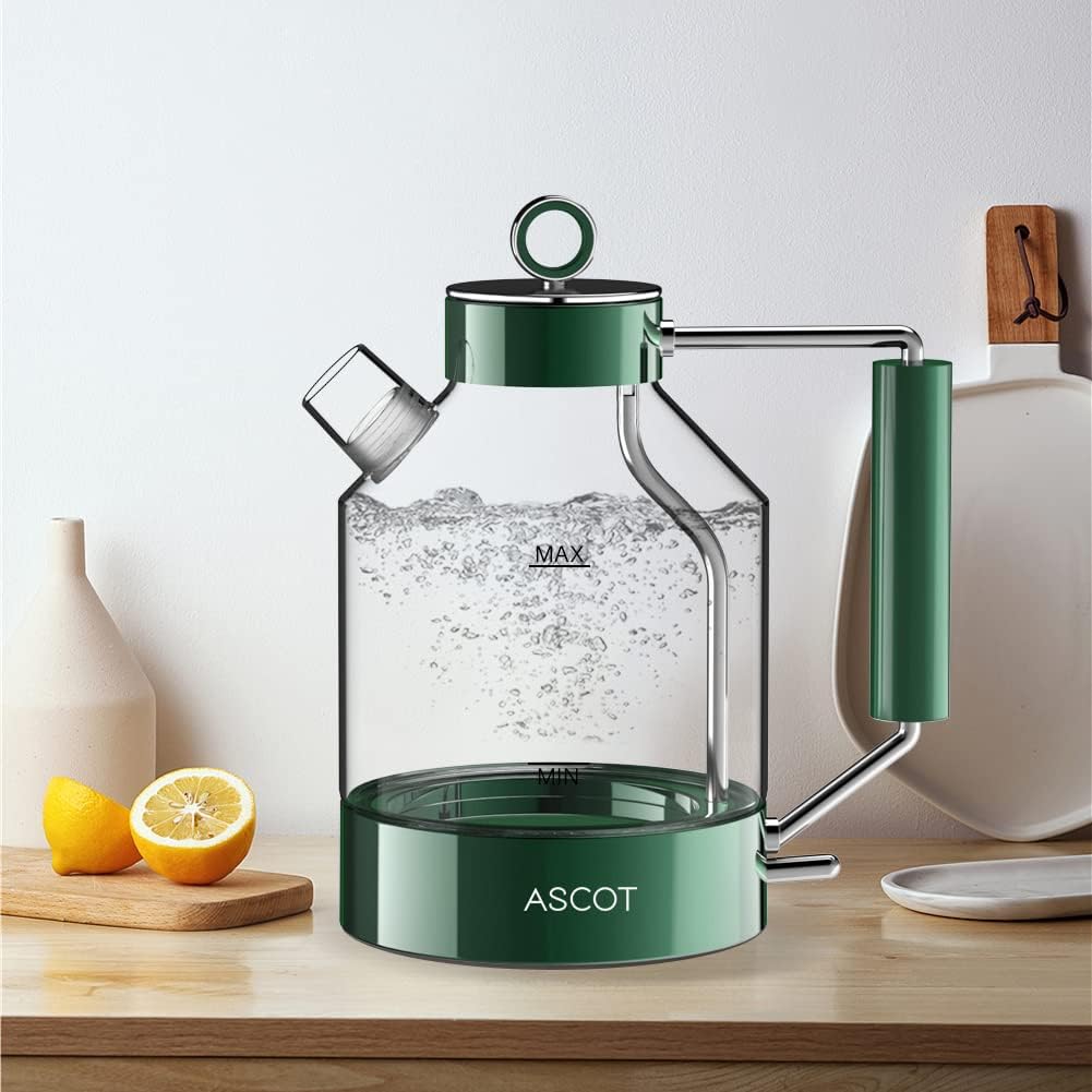 ASCOT Electric Kettle Glass Tea Kettle,1.6L(K6-Emerald Green)