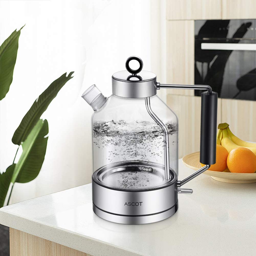 ASCOT Electric Kettle Glass Tea Kettle,1.6L(K6-Silver)
