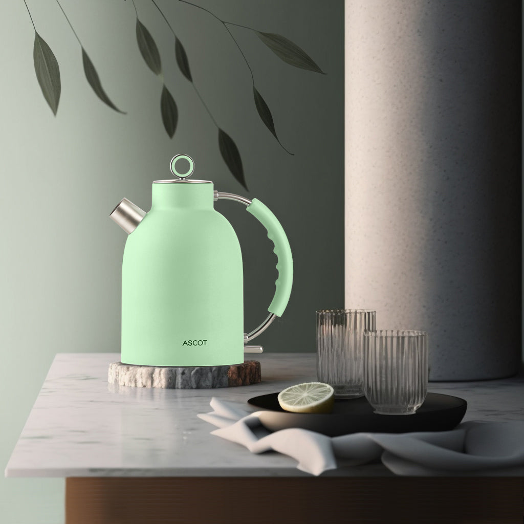 ASCOT Electric Kettle Stainless Steel Tea Kettle,1.5L(K1-Matte Green)