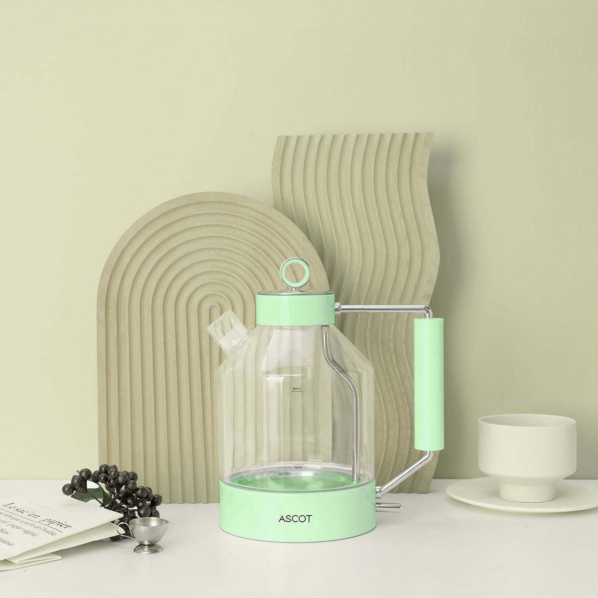 ASCOT Electric Kettle Glass Tea Kettle,1.6L(K6-Green)