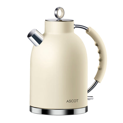 ASCOT Electric Kettle Stainless Steel Tea Kettle,1.6L(K1-Matte Cream)