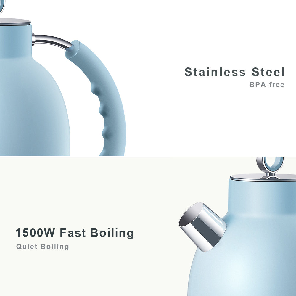 ASCOT Electric Kettle Stainless Steel Tea Kettle,1.6L(K1-Matte Blue)