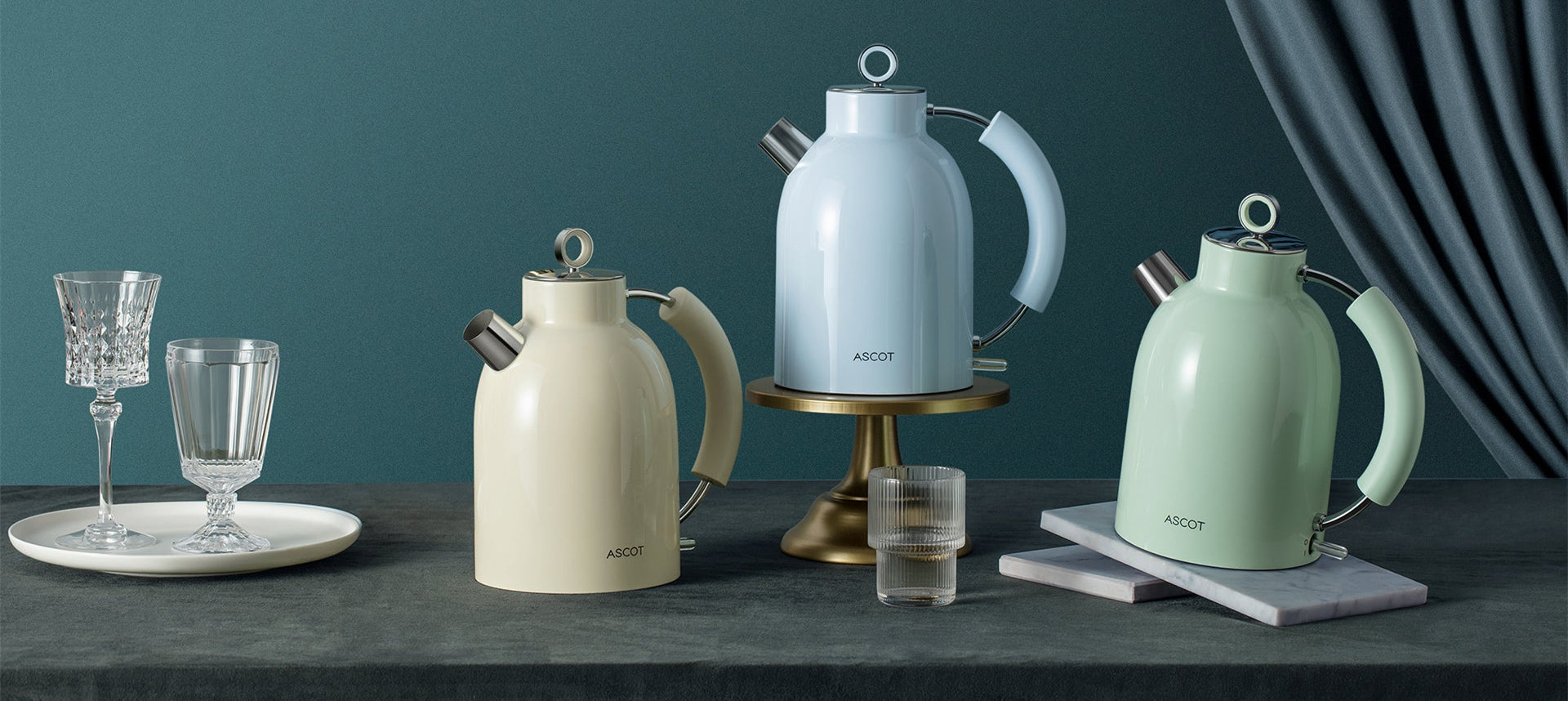 ASCOT Electric Kettle Stainless Steel Tea Kettle,1.5L(K1Cream)