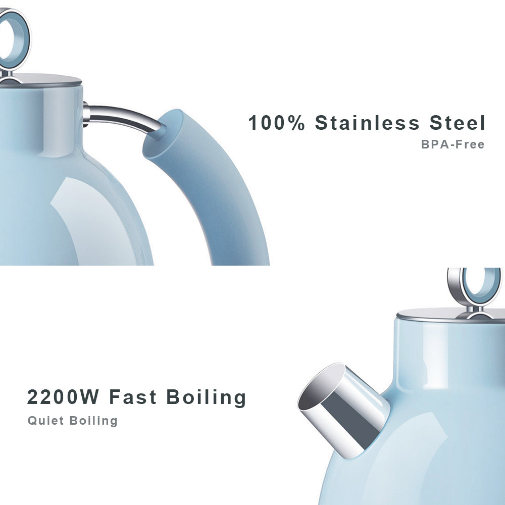 ASCOT Electric Kettle Stainless Steel Tea Kettle,1.5L(K1-Silver)