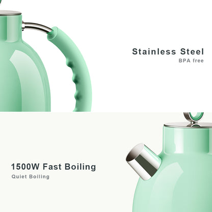 ASCOT Electric Kettle Stainless Steel Tea Kettle,1.6L(K1-Green)