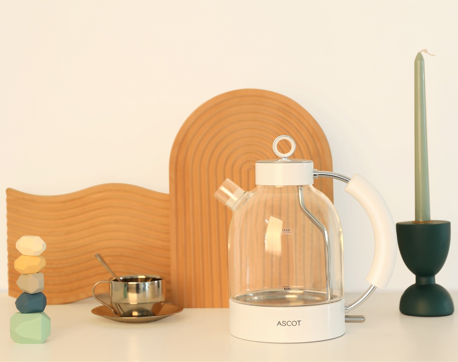 White glass kettle fashion