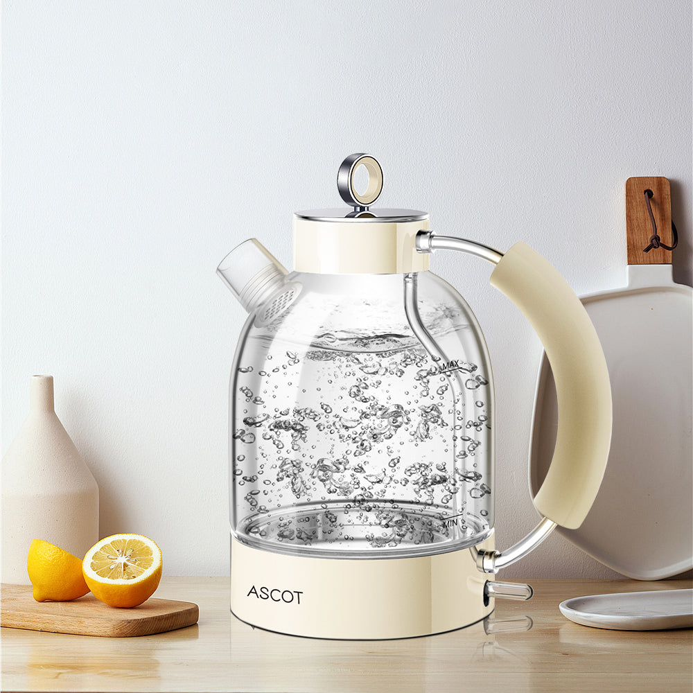 ASCOT Glass Electric Kettle - Quiet Stainless Steel Kettle Fast