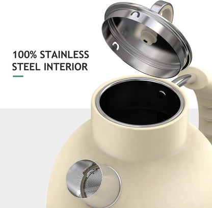 ASCOT Electric Kettle Stainless Steel Tea Kettle,1.6L(K1-Matte Cream)