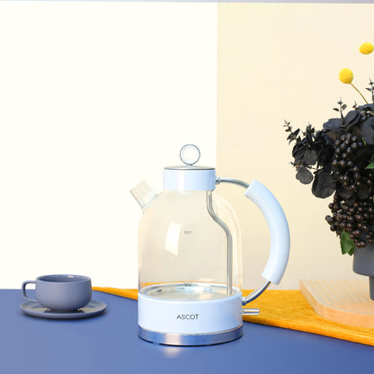 ASCOT Electric Kettle Glass Tea Kettle,1.6L(K2-Blue)